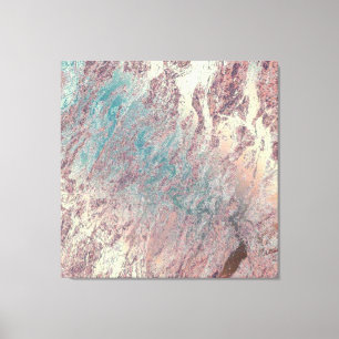 Marble Stone Abstrakt Teal Aqua Ro Guld Dream Canvastryck