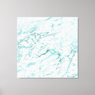 Marble Stone Abstrakt White Aqua Blue Tiffany Lux Canvastryck