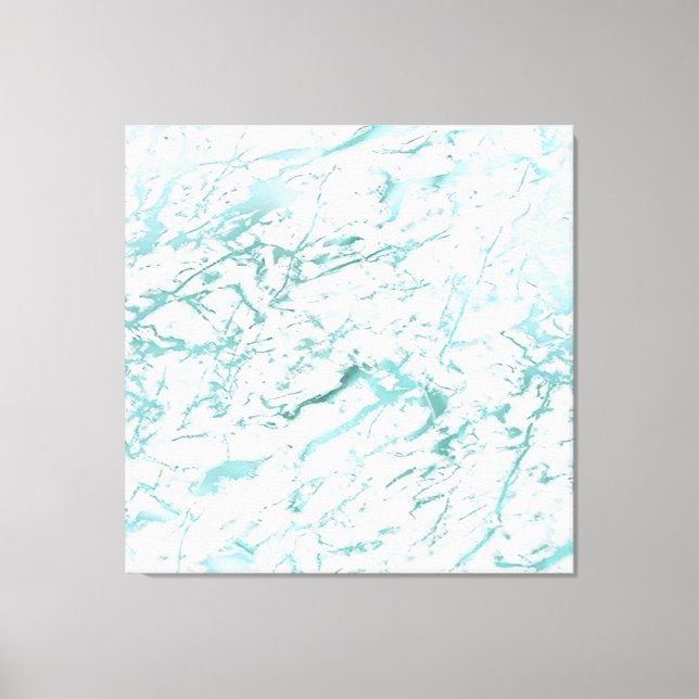 Marble Stone Abstrakt White Aqua Blue Tiffany Lux Canvastryck (Framsida)