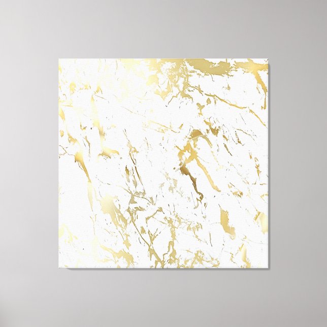 Marble Stone Abstrakt White Carrara Guld Luxury Canvastryck (Framsida)