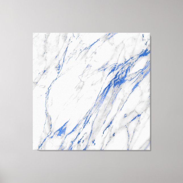 Marble Stone Abstrakt White Grått Carrara Blue Nav Canvastryck (Framsida)