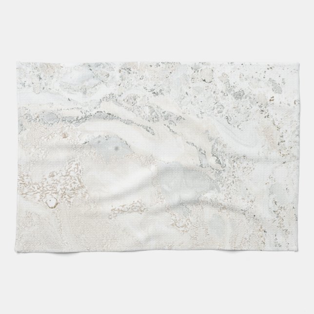 Marble Stone Bright Carrara Beige Ivory Grått Kökshandduk (Horisontell)