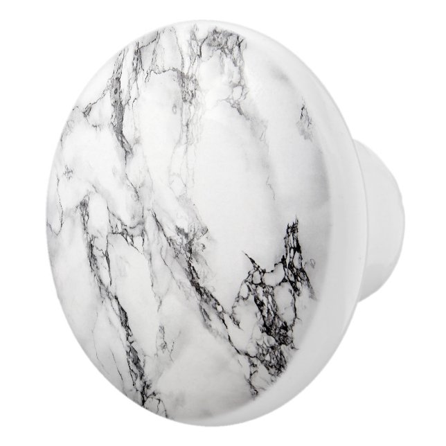 Marble Stone in White and Black Färg Knopp (Höger)