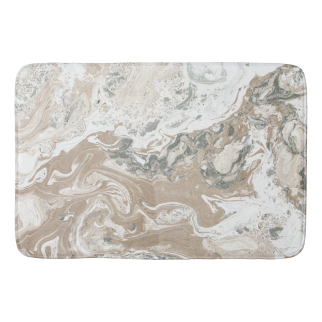 Marble Stone Luxury White Beige Ivory Grått Badrumsmatta (Framsidan)