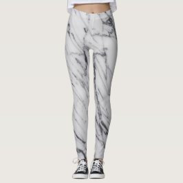 Marble Stone Mönster White Black Abstrakt Active Leggings