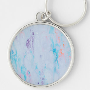 Marble Stone Premium Round Keychain Rund Silverfärgad Nyckelring
