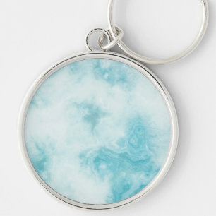 Marble Stone Premium Round Keychain Rund Silverfärgad Nyckelring