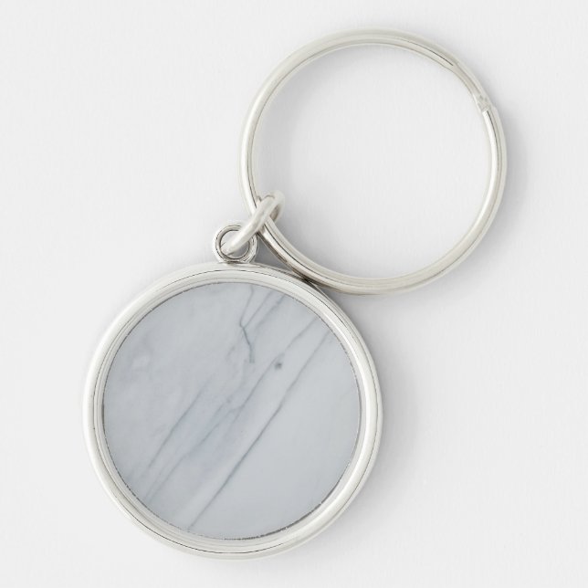 Marble Stone Premium Round Keychain Rund Silverfärgad Nyckelring (Framsidan)