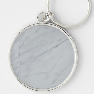 Marble Stone Premium Round Keychain Rund Silverfärgad Nyckelring