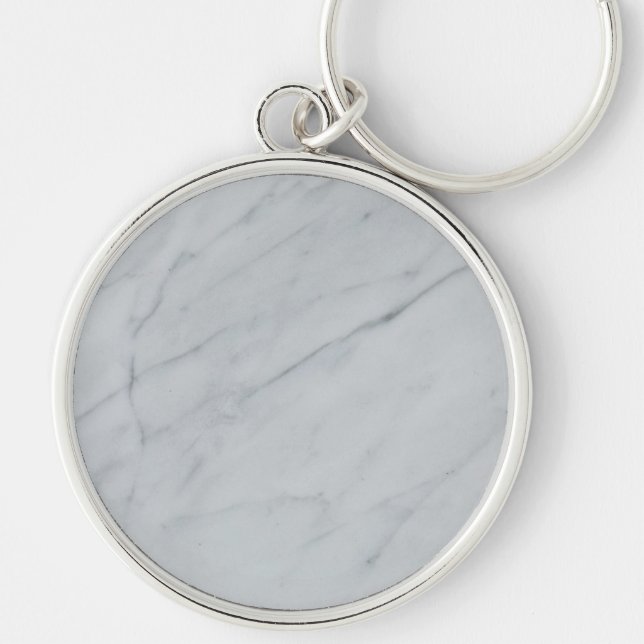 Marble Stone Premium Round Keychain Rund Silverfärgad Nyckelring (Framsidan)