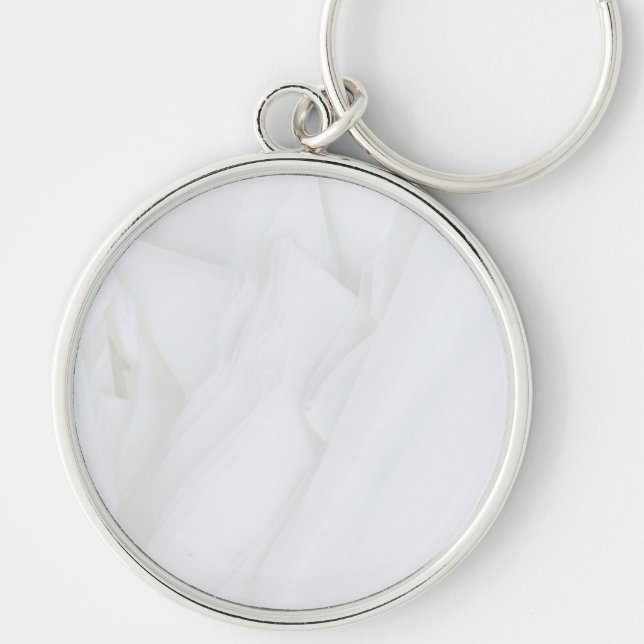 Marble Stone Premium Round Keychain Rund Silverfärgad Nyckelring (Framsidan)