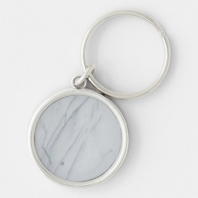 Marble Stone Premium Round Keychain Rund Silverfärgad Nyckelring (Framsidan)