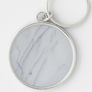 Marble Stone Premium Round Keychain Rund Silverfärgad Nyckelring