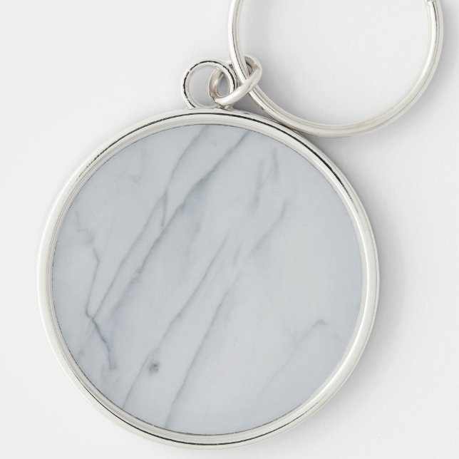 Marble Stone Premium Round Keychain Rund Silverfärgad Nyckelring (Framsidan)