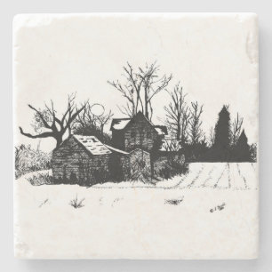 Marble Stone Underlägg - Bläck Winter Farmstead