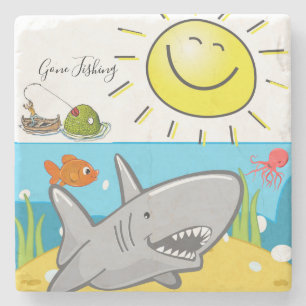 Marble Stone Underlägg Borta Fishing Ocean Shark