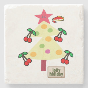 Marble Stone Underlägg, Cherry Jolly Helgdag Stenunderlägg