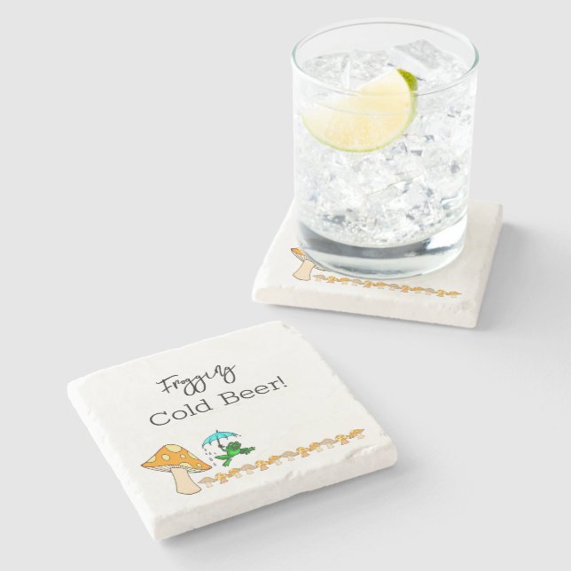 Marble Stone Underlägg Froging Kall Beer Mushroom (Sidan)