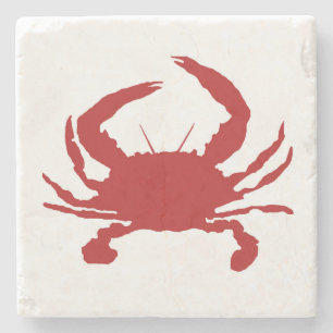 Marble Stone Underlägg: Red Crab Nautical Sailboat Stenunderlägg