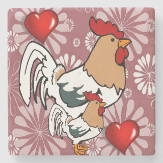 Marble Stone Underlägg Valentine Day Chicken