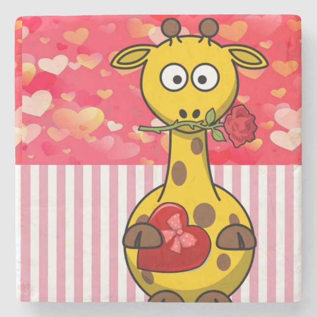 Marble Stone Underlägg Valentine Day Giraffe (Framsidan)