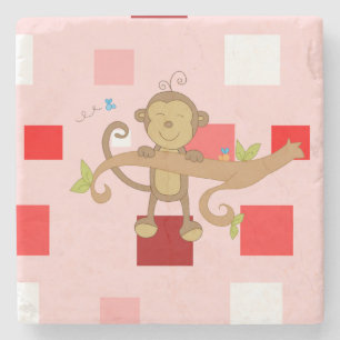Marble Stone Underlägg Valentine Day Monkey