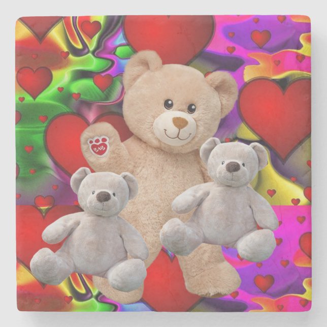Marble Stone Underlägg Valentine Day Nalle (Framsidan)