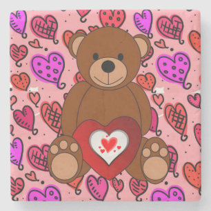 Marble Stone Underlägg Valentine Day Nalle