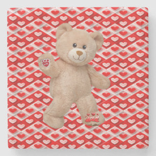 Marble Stone Underlägg Valentine Day Nalle