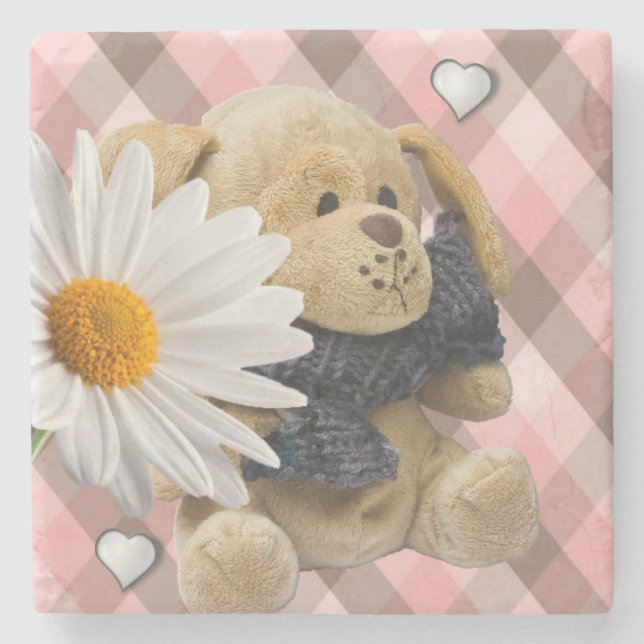 Marble Stone Underlägg Valentine Day Nalle (Framsidan)