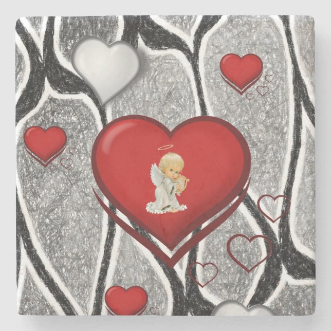 Marble Stone Underlägg Valentines Day Angel (Framsidan)