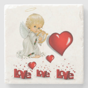 Marble Stone Underlägg Valentines Day Angel