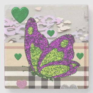Marble Stone Underlägg Valentines Day Butterfly