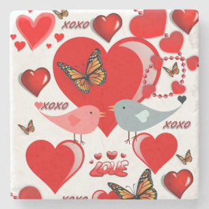 Marble Stone Underlägg Valentines Day Butterfly