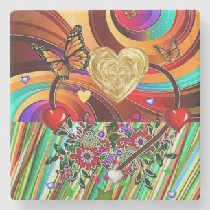 Marble Stone Underlägg Valentines Day Butterfly