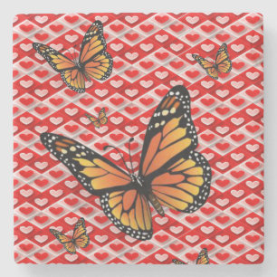 Marble Stone Underlägg Valentines Day Butterfly