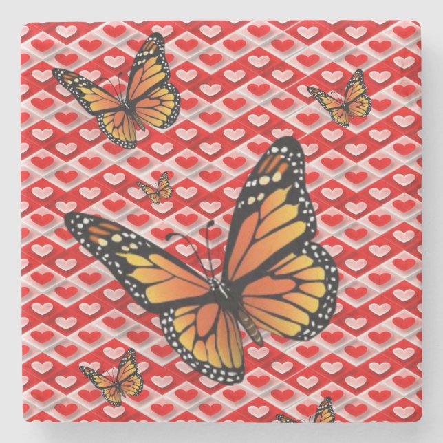 Marble Stone Underlägg Valentines Day Butterfly (Framsidan)