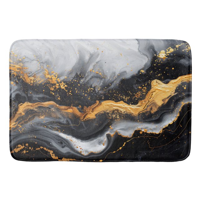 Marble struktur Black grått guld bad mat Badrumsmatta (Framsidan)