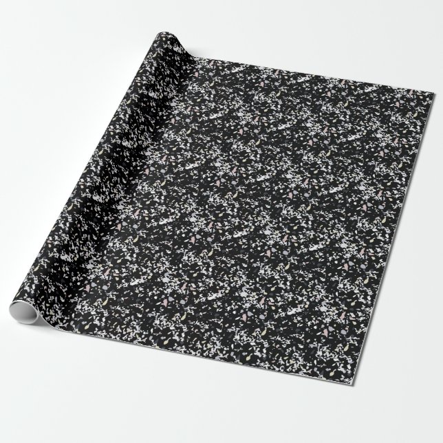 Marble Struktur Black Presentpapper (Utrullad)