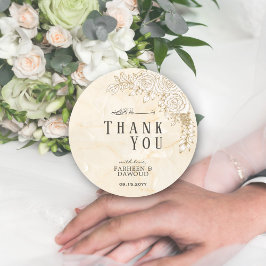 Marble Struktur Blommigt Snöre Muslim Wedor Favor Runt Klistermärke