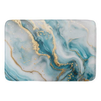 Marble struktur blue teal-badmat i guld badrumsmatta