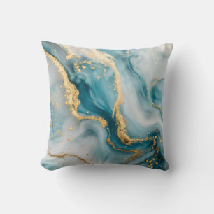 Marble struktur blue teal guld Dekorativ kudde