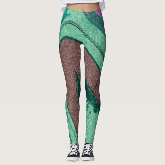 Marble Struktur Colorful Leggings (Framsida)