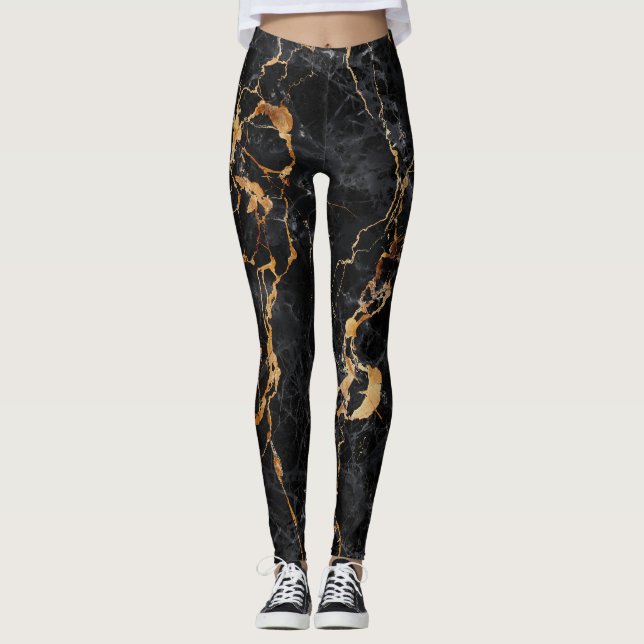 Marble Struktur: Elegant Stone Yta. Leggings (Framsida)