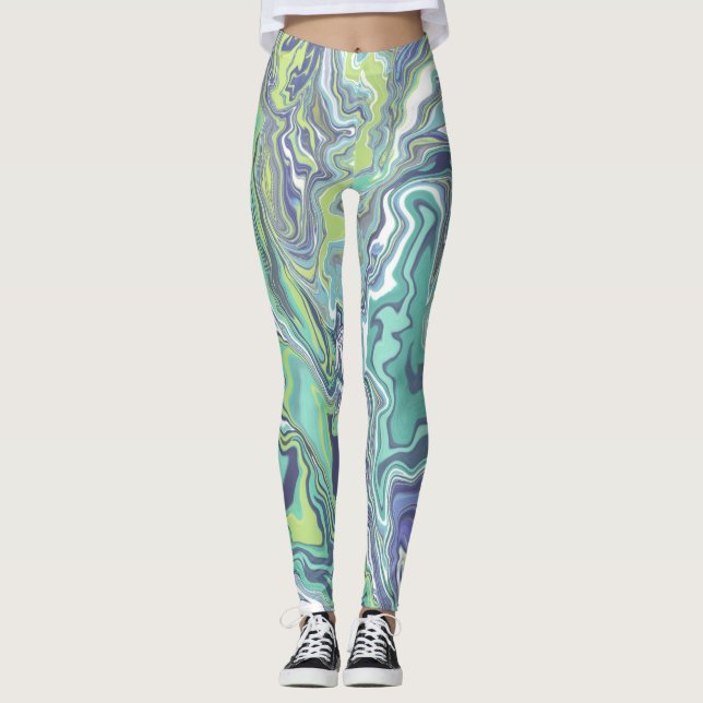 Marble Struktur Mönster Cute Leggings (Framsida)