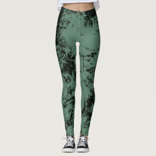 Marble struktur mönster i svart och grönt leggings