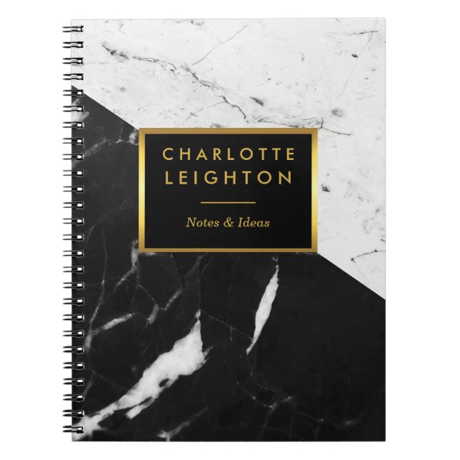 Marble Struktur Notebook modern Guld-personlig Anteckningsbok (Framsidan)