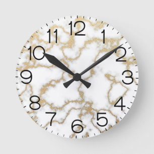 Marble Struktur White Guld Modern lyxminimi Rund Klocka