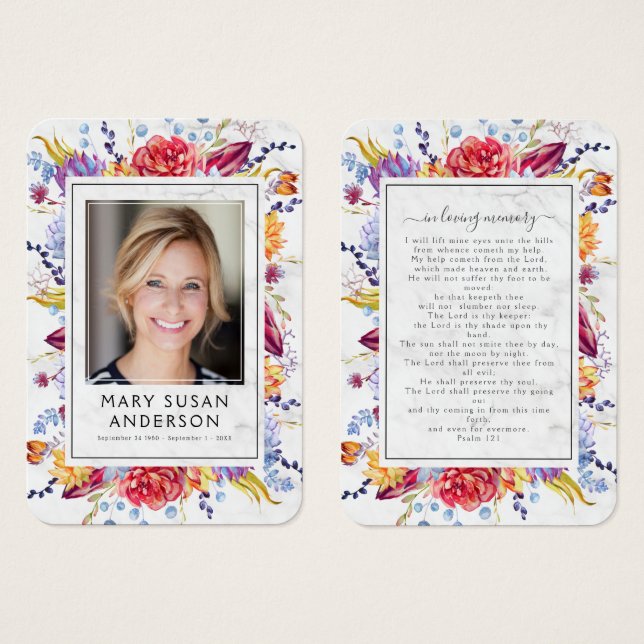 Marble Succulations Photo Memorial Prayer Card Visitkort (Framsida & baksida)