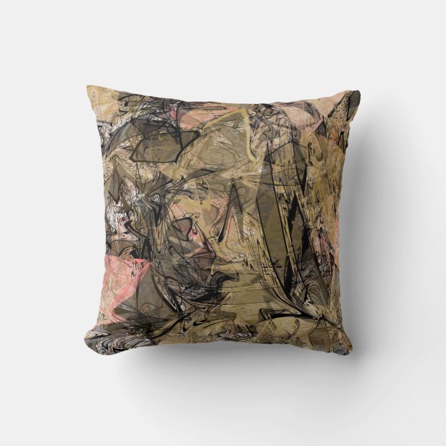 Marble Swirl Abstrakt Guld Ro Rosa Black Modern Kudde (Framsida)